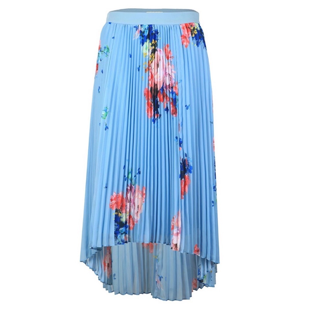 Ted Baker Harpa Raspberry Ripple print size 8 side zip lined high low midi skirt